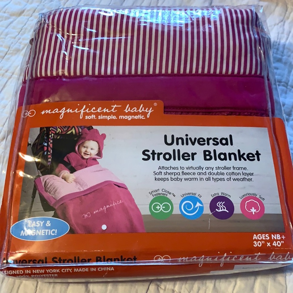 Magnetic stroller blanket universal fit baby girl